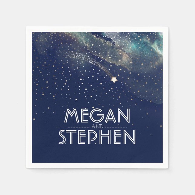 Guardanapo De Papel Atirar no Marinho das Estrelas e no Estrelo Noturn (Frente)