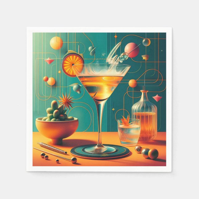 Guardanapo De Papel Atomic Futuristic Cosmic Storm Martini (Frente)