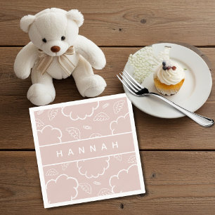 Guardanapo De Papel Aureola Angelical Personalizada Nuvem Rosa