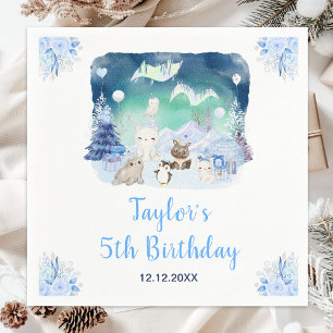 Guardanapo De Papel Aurora Boreal Animais Árticos Aniversário