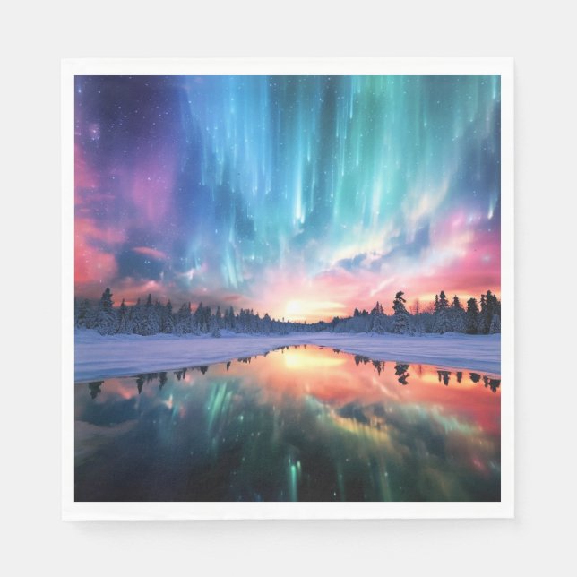 Guardanapo De Papel Aurora Boreal, Luzes do Norte, (Frente)