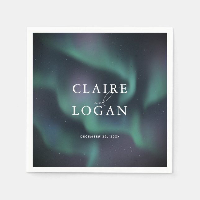 Guardanapo De Papel Aurora Northern Lights Wedding (Frente)