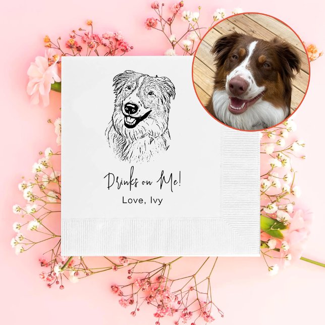 Guardanapo De Papel Aussie Dog Hand Drawing Personalizado (Criador carregado)