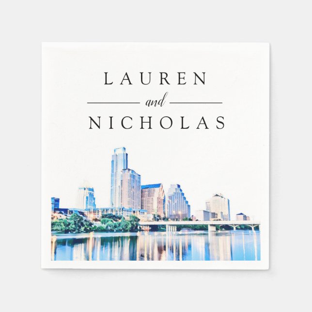 Guardanapo De Papel Austin Texas Skyline Personalizou Casamento Napkin (Frente)