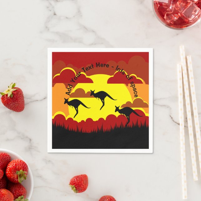 Guardanapo De Papel Austrália Kangaroo Red Black Yellow Servier (Insitu)