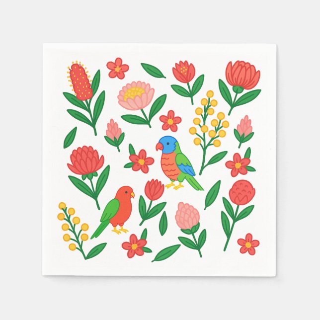 Guardanapo de papel Australian Blooms & Birds (Frente)