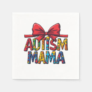 Guardanapo De Papel Autismo Mama Arco Coquette Mãe Autismo Consciência
