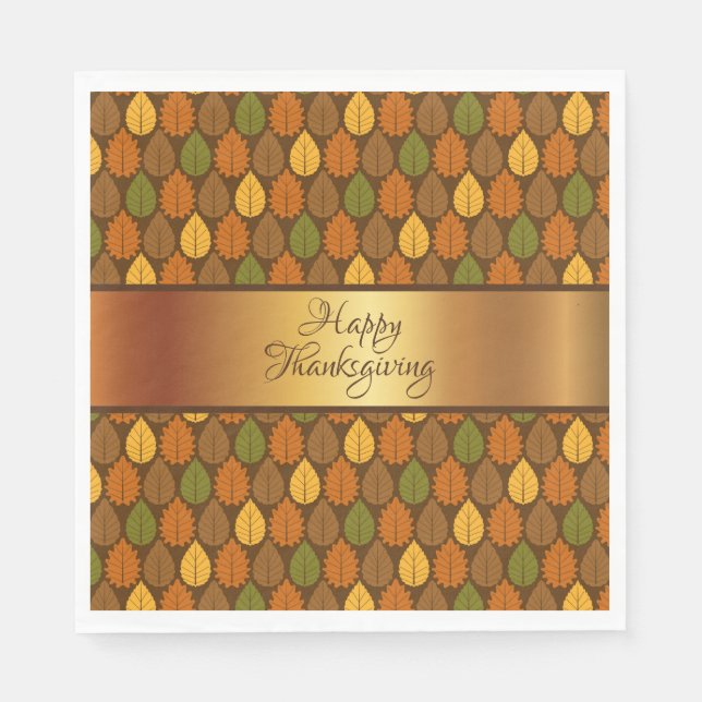 Guardanapo De Papel Autum deixa Shiney Dourada Ação de Graças (Frente)