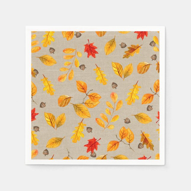 Guardanapo De Papel Autumn Acorns e Folhas (Frente)