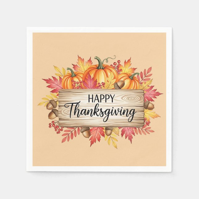 Guardanapo De Papel Autumn Blessings – Rustic Thanksgiving  (Frente)