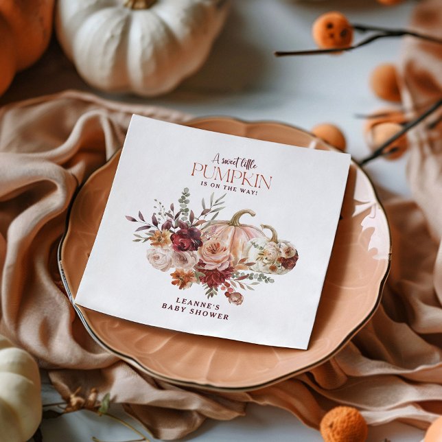 Guardanapo De Papel Autumn Blooms 'a little pumpkin' Baby Shower (Criador carregado)