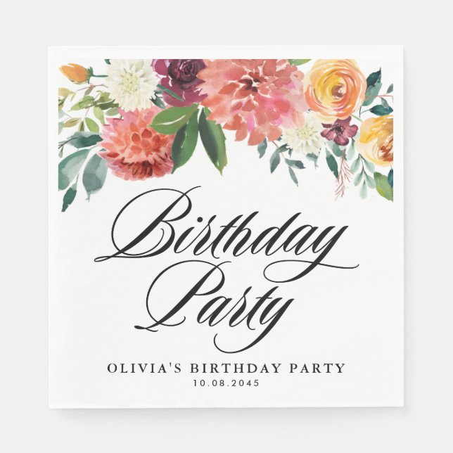 Guardanapo De Papel Autumn Blooms Garland Fall Festa de aniversário (Frente)