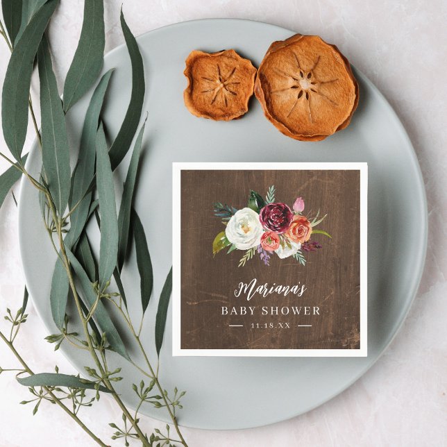 Guardanapo De Papel Autumn Boho Blooms Personalizado Chá de fraldas (Criador carregado)