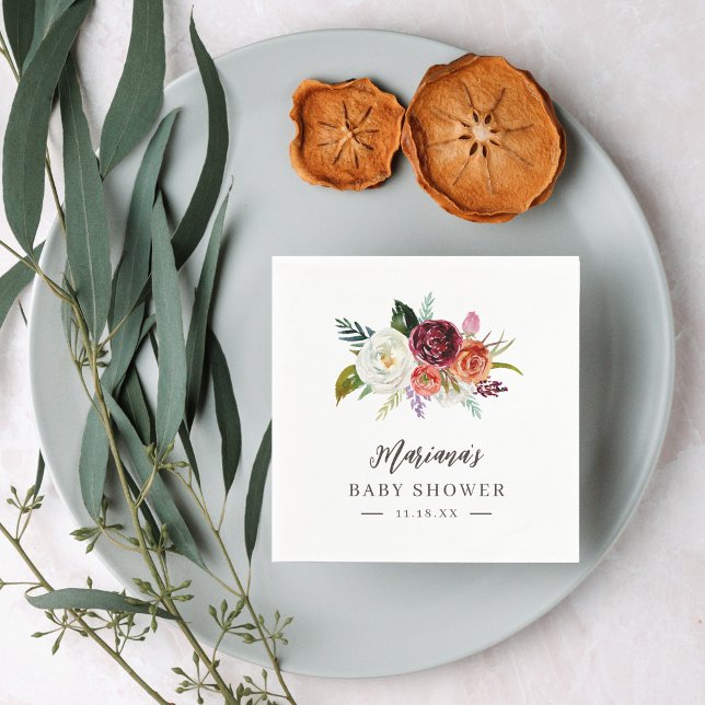 Guardanapo De Papel Autumn Boho Blooms Personalizado Chá de fraldas (Criador carregado)