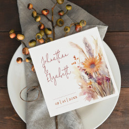 Guardanapo De Papel Autumn Boho Floral Wedding | Branco