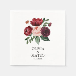 Guardanapo De Papel Autumn Burgundy Flower Wedding