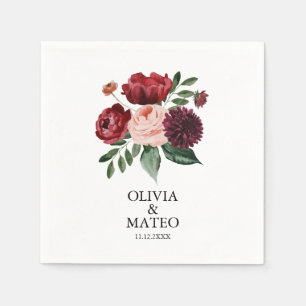 Guardanapo De Papel Autumn Burgundy Flower Wedding