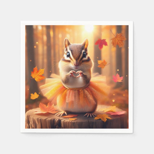 Guardanapo De Papel Autumn Chipmunk Ballerina Dancer (Frente)
