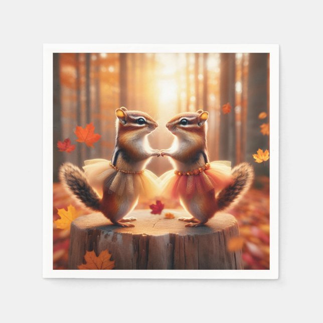 Guardanapo De Papel Autumn Chipmunks Dancing (Frente)