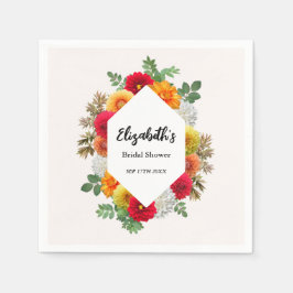 Guardanapo De Papel Autumn Dahlia Floral Fall Chá de panela