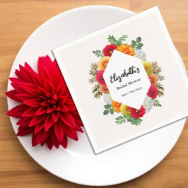 Guardanapo De Papel Autumn Dahlia Floral Fall Chá de panela