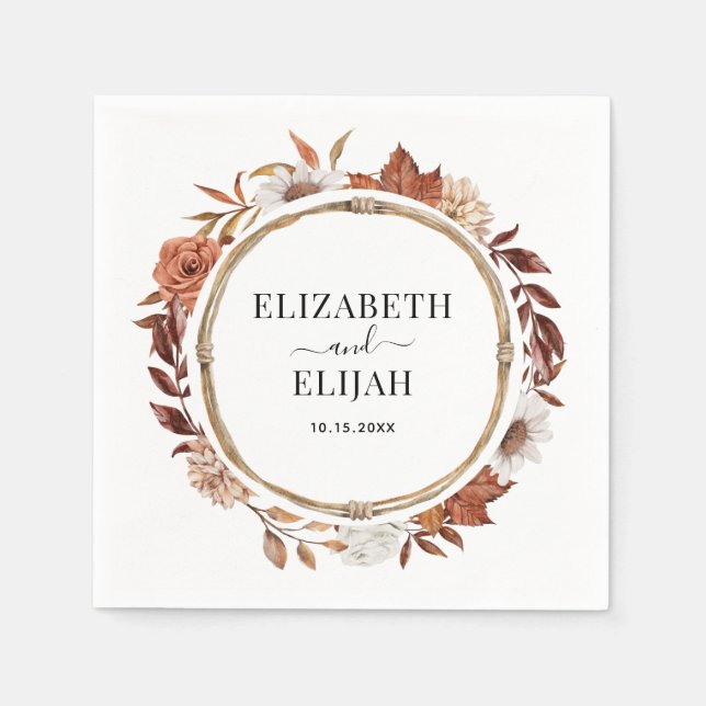 Guardanapo De Papel Autumn Fall Floral Terracotta Wedding (Frente)