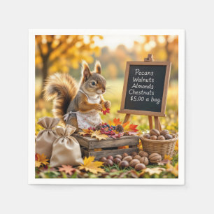 Guardanapo De Papel Autumn Farmstand com um esquilo