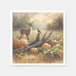 Guardanapo De Papel Autumn Fawn em um Pumpkin Patch