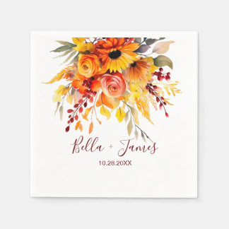 Guardanapo De Papel Autumn Floral Foliage Wedding