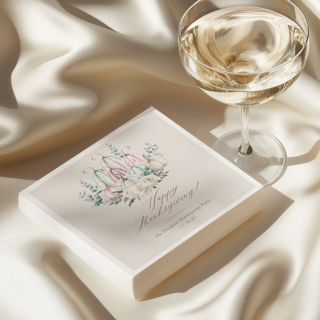 Guardanapo De Papel Autumn Floral Pumpkin Ação de Graças (Criador carregado)