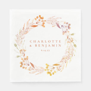 Guardanapo De Papel Autumn Floral Watercolor Wreath Boho Nome Personal