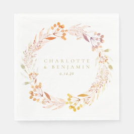 Guardanapo De Papel Autumn Floral Watercolor Wreath Boho Personalizado