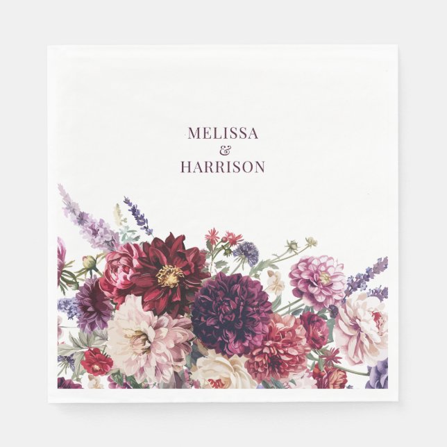 Guardanapo De Papel Autumn Flower Dahlia Obrigado Dark (Frente)