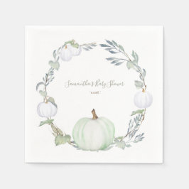 Guardanapo De Papel Autumn Harvest Green and White Pumpkin