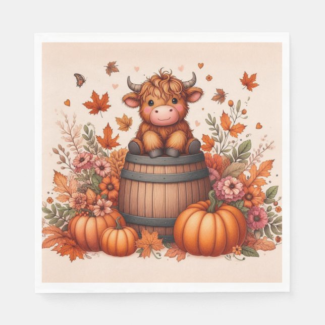 Guardanapo De Papel Autumn Highland Cow Paper Napkin (Frente)