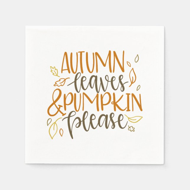 Guardanapo De Papel Autumn Leaves e Pumpkins Por favor Napkin (Frente)