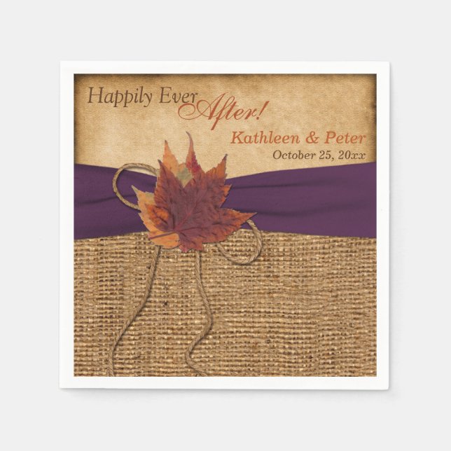 Guardanapo De Papel Autumn Leaves, FAUX Burlap Wedkins (Frente)