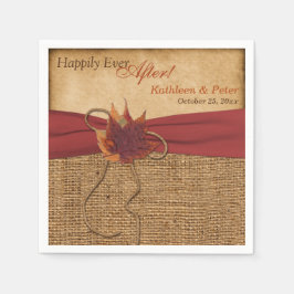 Guardanapo De Papel Autumn Leaves, FAUX Burlap Wedkins 2