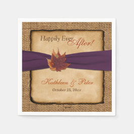 Guardanapo De Papel Autumn Leaves, FAUX Burlap Wedkins 4