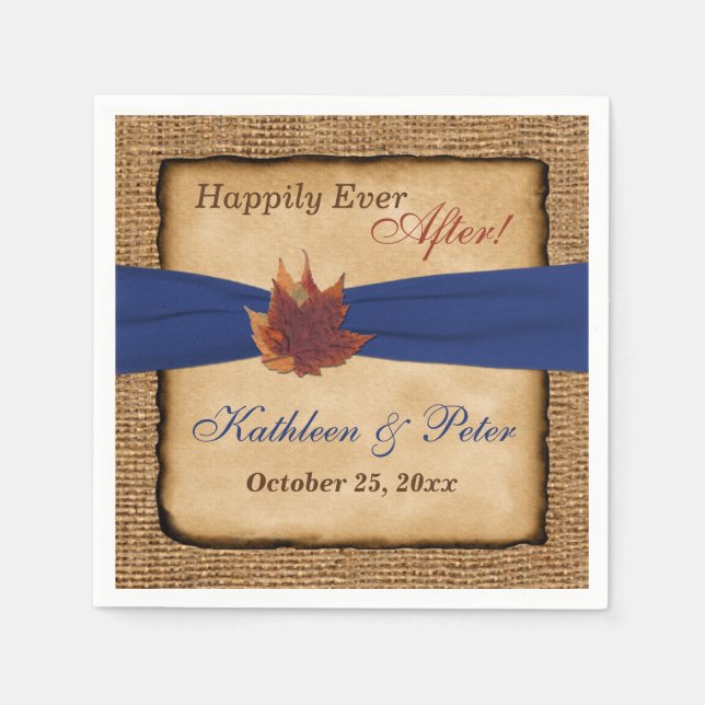 Guardanapo De Papel Autumn Leaves, FAUX Burlap Wedkins 7 (Frente)