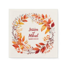Autumn Leaves Ring: Casamento Personalizado Napkin