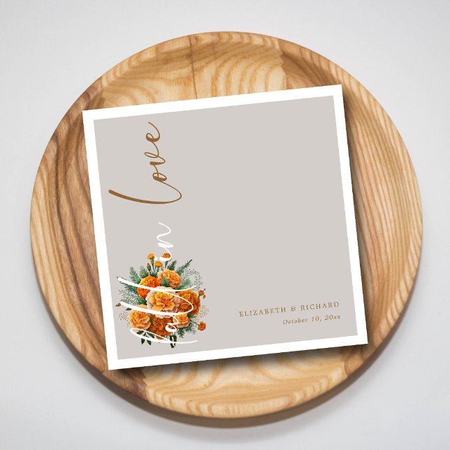Guardanapo De Papel Autumn Love Blooms: Elegante Casamento outono de S (Autumn Love Blooms Elegant Script Fall Wedding Napkins)