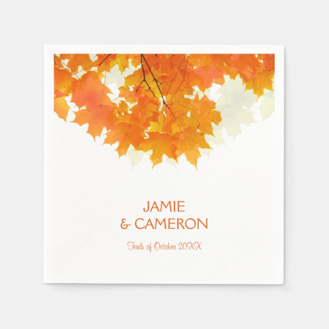 Guardanapo De Papel Autumn Maple Deixa Casamento Napkin (Frente)