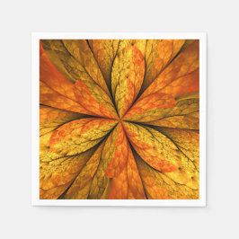 Guardanapo De Papel Autumn Plant, Modern Abstract Fractal Art Leaf