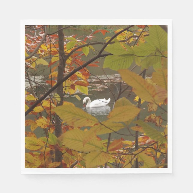Guardanapo De Papel Autumn Pond com Swan (Frente)
