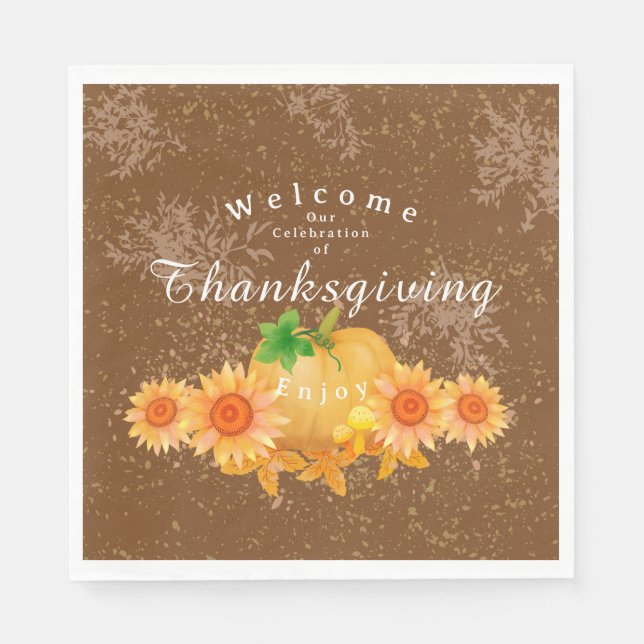 Guardanapo De Papel Autumn Pumpkin Brown (Frente)