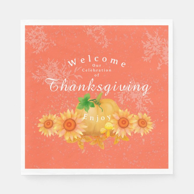 Guardanapo De Papel Autumn Pumpkin Orange (Frente)