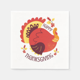 Guardanapo De Papel Autumn Stylized Sitting Turkey Happy Thankiness