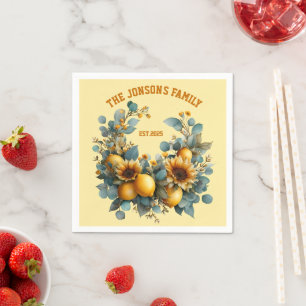 Guardanapo De Papel Autumn Sunflower e Lemons Family Decor