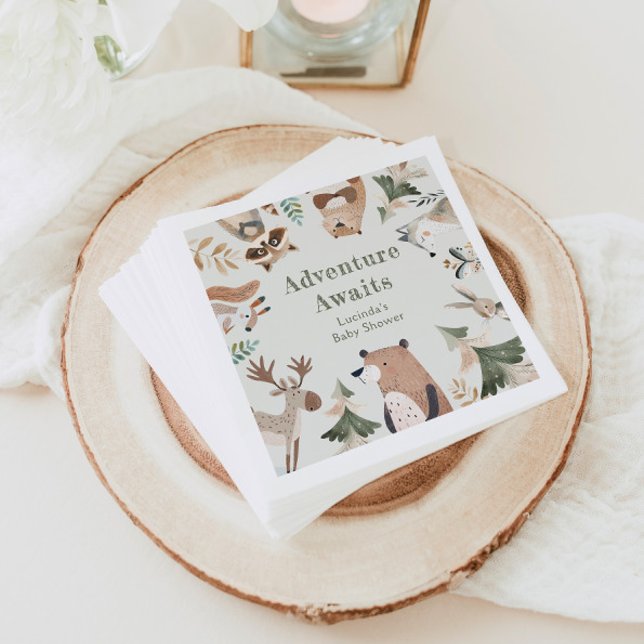 Guardanapo De Papel Aventura aguarda Chá de fraldas de Sage com animai (Criador carregado)